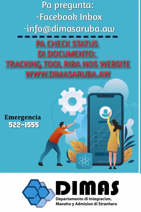 Pa pregunta Facebook inbox y info@dimasaruba.aw